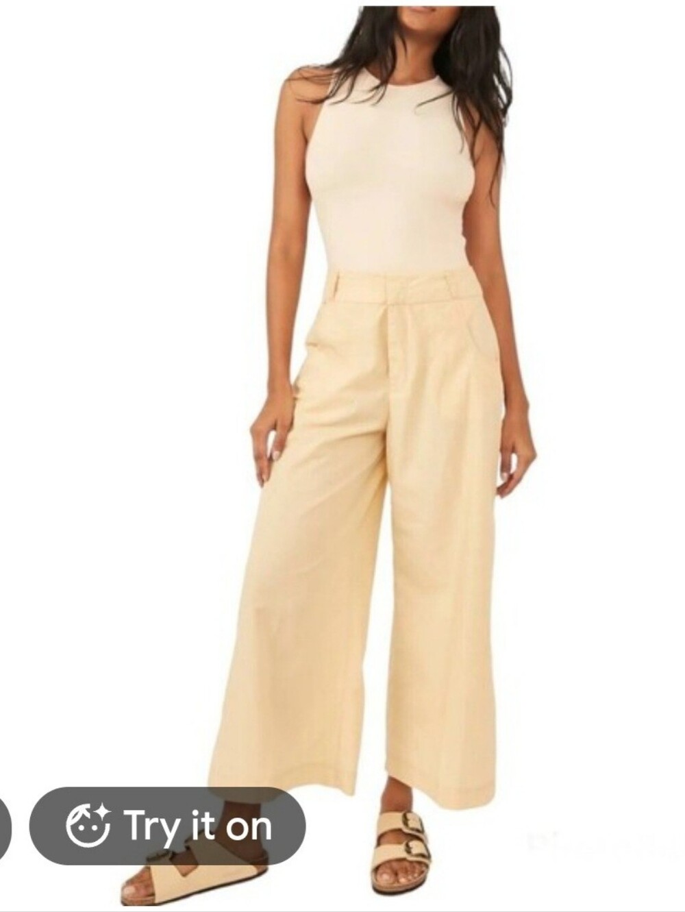 Free People Menorca Cropped Pants In Yellow